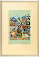 Eduardo Paolozzi (1924-2005): Színelméleti kísérlet, Köln, 1979. Ofszet nyomat, papír, jelzett. Számozott: 135/150. 37x26 cm. Üvegezett fa keretben. / Eduardo Paolozzi (1924-2005): Color-theory experiment, Cologne, 1979. Offset on paper, signed. Numbered: 135/150. 37x26 cm. Framed with glass.