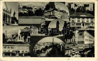 1942 Losonc, Lucenec; mozaiklap zsinagógával. Filó Marcel kiadása / multi-view postcard with synagogue (EK)