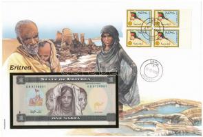 Eritrea 1997. 1N felbélyegzett borítékban, bélyegzéssel T:I Eritrea 1997. 1 Nakfa in envelope with stamp and cancellation C:UNC