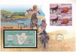 Burundi 1991. 10Fr felbélyegzett borítékban, bélyegzéssel T:1 Burundi 1991. 10 Francs in envelope with stamp and cancellation C:UNC