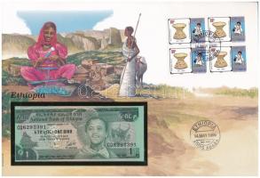 Etiópia 1976. 1B, felbélyegzett borítékban, bélyegzéssel T:1 Ethiopia 1976. 1 Birr in envelope with stamp and cancellation C:UNC