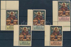 1938. Szent István év III. Országos Bélyegkiállítás ívszéli levélzáró sor (5 színárnyalat)