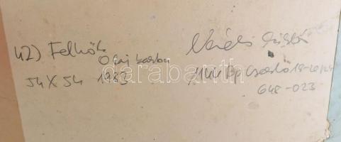 Csepeli Németh Miklós (1934-2012): Felhők, 1983. Olaj, karton, jelezve jobbra lent. Hátoldalán autog...