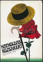 cca 1970 Hatholdas rózsakert c. magyar film (rendezte: Ranódy László), MOKÉP-MAHIR villamosplakát, apró szakadással, 25x17,5 cm
