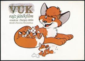 cca 1981 Vuk c. magyar rajzfilm (rendezte: Dargay Attila) kisplakát, MOKÉP mozireklám, kétoldalas, 24x17 cm
