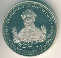1991. "Közlekedési Minisztérium-Széchenyi" Ag piefort (vastag) 72,8g emlékérem T:PP