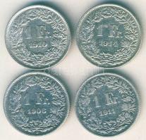 Svájc 1906-1910,1911,1914. 1Fr Ag 4klf db T:2/3+