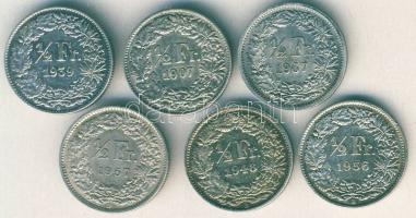 Svájc 1907-67. 1/2Fr Ag 6klf db T:2,2/3+