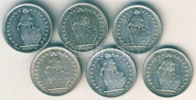 Svájc 1907-67. 1/2Fr Ag 6klf db T:2,2/3+