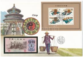 Kína 1962. 1j felbélyegzett borítékban, bélyegzéssel T:I China 1962. 1 Jiao in envelope with stamp and cancellation C:UNC