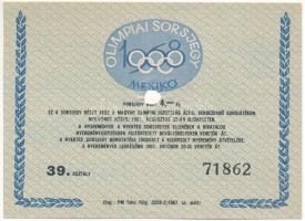 1967. Olimpiai Sorsjegy Mexikó 1968 lyukasztással érvénytelenítve T:I-