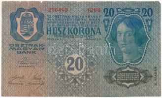 1913. 20K II. kiadás piros "Deutschösterreich" felülbélyegzéssel T:III,III-
Adamo K18B