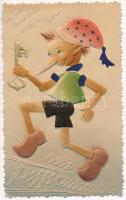 1960 Pinokkió. Dombornyomott / Pinocchio, Embossed (non PC) (EK)