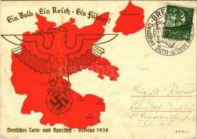 1938 Ein Volk, Ein Reich, Ein Führer! Deutsches Turn- und Sportfest Breslau / German Gymnastics and Sports Festival in Wroclaw, NS propaganda (hole)