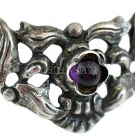 Ezüst (Ag) Colié, ametiszt kővel ékített, jelzett, h:44cm, bruttó:15g