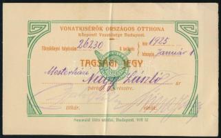 1925 Vonatkisérők országos otthona tagsági jegy.