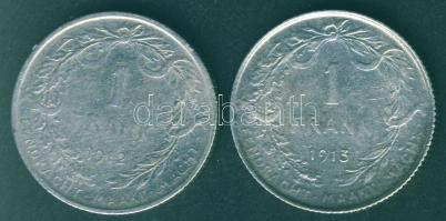 Belgium 1912,1913. 1Fr Ag 2klf "flamand variáns" T:3