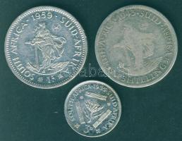 Dél-Afrika 1935. 3P Ag T:2-/3, 1943. 1Sh Ag T:3/3-, 1959. 1Sh Ag T:2/3+