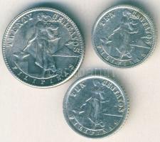 Fülöp-szigetek/USA adminisztráció/társállam 1937,1938. 10c Ag 2klf + 1945. 20c Ag T:2,2/3+
