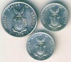 Fülöp-szigetek/USA adminisztráció/társállam 1937,1938. 10c Ag 2klf + 1945. 20c Ag T:2,2/3+