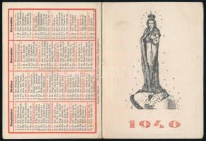 1946 Magyarország - Szűzanya kihajtható kártyanaptár 12x9 cm