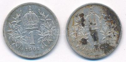 Ausztria 1893-1901. 1K Ag "Ferenc József" (2xklf) T:2- patina Austria 1893-1901. 1Corona (...