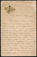 1892 Alsó-Tátrafüred jelzett levélpapír, 4 oldalas levéllel