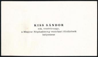 cca 1980 Kiss Sándor (1927-2019) vezérőrnagy, a Magyar Néphadsereg vezérkari főnökének helyettese névjegykártyája
