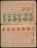 1921 Magyarországi Munkások Gyermekbarát Egyesülete tagsági igazolvány tagsági bélyegekkel. Sérült