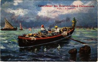Unterstützet den Österreichischen Flottenverein, Wien I. Stubenbastei. H.K. & Co. M. Serie 466. Marke Palette / Austro-Hungarian Navy, K.u.K. Kriegsmarine art postcard, support fund