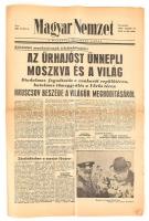 1961 Magyar Nemzet 1961. április. 15. száma. A címlapon: Az űrhajóst (Gagarint) ünnepli Moszkva és a világ., 8 p.