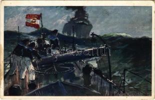 Hochseetorpedoboote auf Vorposten. Österr. Flottenverein / WWI Austro-Hungarian Navy K.u.K. Kriegsmarine, torpedo boat, naval flag, mariners. s: Harry Heusser (fl)