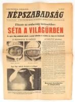 1965 Népszabadság 1965. márc. 19. A címlapon az első űrséta hírével, kis szakadásokkal, 12 sztl. lev.