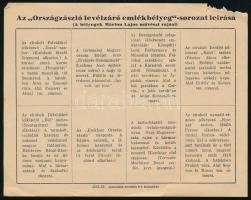 cca 1930 Ereklyés Országzászló Nagybizottsága levélzáró emlékbélyeg sorozat leírása, kísérő levéllel...