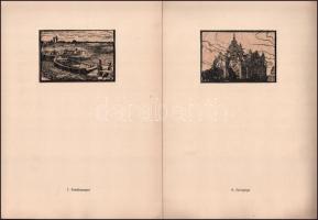 HM jelzéssel: 8 db szegedi részletet ábrázoló grafika. Linómetszet, papír, jelzett a metszeten, pasz...