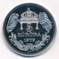 DN "Királyi koronák - I. Lipót / 5 korona 1909" Ag emlékérem tanúsítvánnyal (20g/0.999/38,...