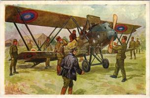 Czechoslovak military art postcard, military aircraft, pilot s: V. Cutta (r)