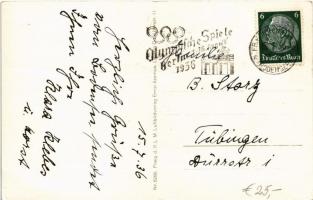 1936 Friedrichshafen a. Bodensee. Zeppelin-Luftschiff LZ 127 / German airship with swastika + "...