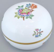 Herendi Viktória mintás bonbonier, kézzel festett porcelán, jelzett, hibátlan, m:9 cm, d:11cm