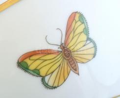 Herendi Viktória mintás bonbonier, kézzel festett porcelán, jelzett, hibátlan, m:9 cm, d:11cm