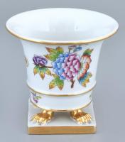 Herendi Viktória mintás körmös váza, kézzel festett porcelán, jelzett, kopott, m:10cm
