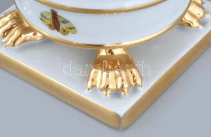 Herendi Viktória mintás körmös váza, kézzel festett porcelán, jelzett, kopott, m:10cm