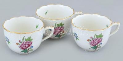 Herendi ETON mintás, 6 személyes mikkos készlet, kézzel festett porcelán, kopásnyomokkal, 2db csésze...