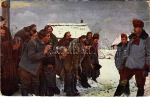 Russische Bauern begrüßen österreichische Ulanen. Weltkrieg 1914-1915 / WWI Austro-Hungarian K.u.K. military (EB)