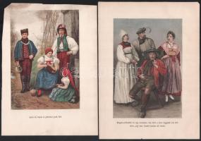 cca 1900 4 db külföldi népviseletet bemutató metszet (Krajnai népviselet, Iglaui nő, stb.). Kromolit...