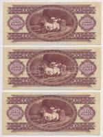 1975. 100Ft (3x) sorszámkövetők "B 174 037051 - 037053" T:I- kissé hullámos papír
Adamo F...