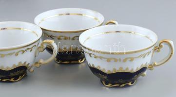 Zsolnay Pompadour mintás, 4 személyes, mokkás készlet, matricás, jelzett, apró kopásnyomokkal
