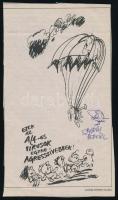 Kaján Tibor (1921-2016) és Sajdik Ferenc (1930- ) grafikusok, karikaturisták autográf aláírásai egy-...