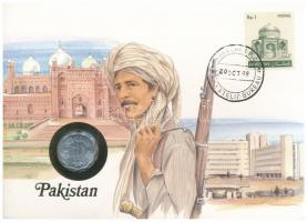 Pakisztán 1974. 10p FAO érmés borítékban, bélyeggel és bélyegzéssel, német nyelvű ismertetővel T:2 Pakistan 1974 10 Paisa FAO in coin envelope, with stamp and cancellation, with German description C:XF