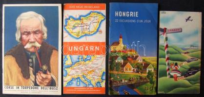 4 db háború előtti színes, képes magyar utazási prospektus
